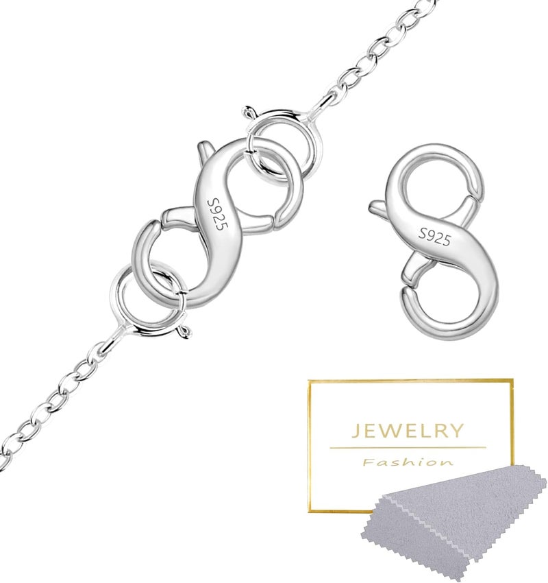 Ash's Choice Lobster Clasp Necklace Bracelet Extender,925 Sterling Silver Necklace Connector Bracelet Extender Clasps, White Gold Plated Closures Claw for DIY Jewelry Repair(0.55"x0.24",Silver,2P) - Image 3